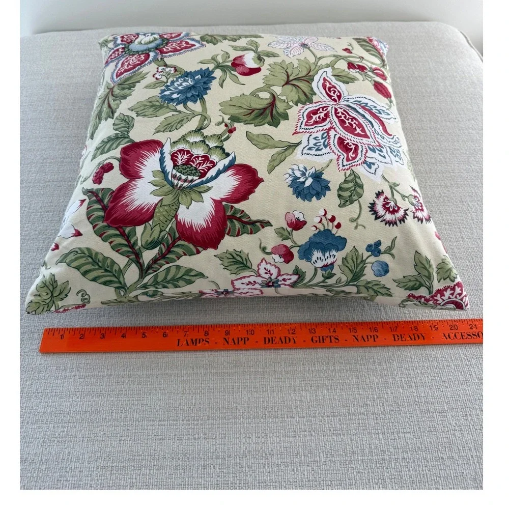 Throw Pillow Floral Garden Down Insert Double Sided Zipper Closure Cottage